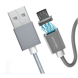 Cavo usb MICRO USB magnetico dati e ricarica 2.1A da 100cm Alluminio e TPE Grey